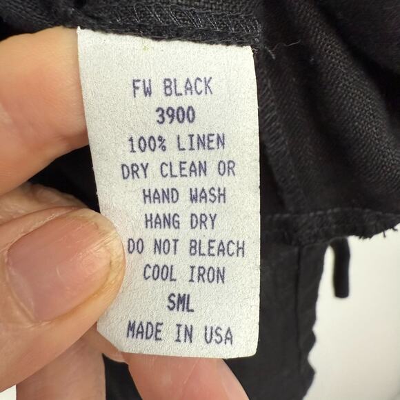Kathleen Sommers Shirt Womens S Black Linen Button Front Pocket USA Minimalist - Picture 9 of 9